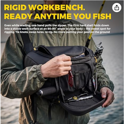 Gói vỏ cá, EVA Hardshell với trạm làm việc gập, chống nước chuyển đổi túi trước / sau cho 2 × 3600 khay, Crossbody nước muối nước ngọt