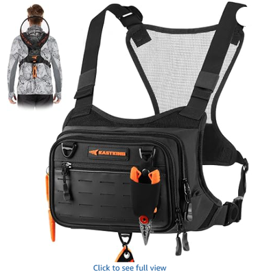 Bộ túi ngực cá chống nước; túi cá cho nam giới. EVA Zip-Down Workstation, MOLLE Storage, thắt lưng ngực điều chỉnh và hệ thống lưu trữ đa chức năng đa năng