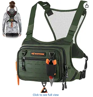 Bộ túi ngực cá chống nước; túi cá cho nam giới. EVA Zip-Down Workstation, MOLLE Storage, thắt lưng ngực điều chỉnh và hệ thống lưu trữ đa chức năng đa năng