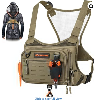 Bộ túi ngực cá chống nước; túi cá cho nam giới. EVA Zip-Down Workstation, MOLLE Storage, thắt lưng ngực điều chỉnh và hệ thống lưu trữ đa chức năng đa năng