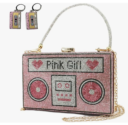 Pearl & she Diamond Women Evening Handbags Purse Minaudiere Clutch Bag, Stack of Cash Dollars Crystal Clutch Purse (Bài túi xách)