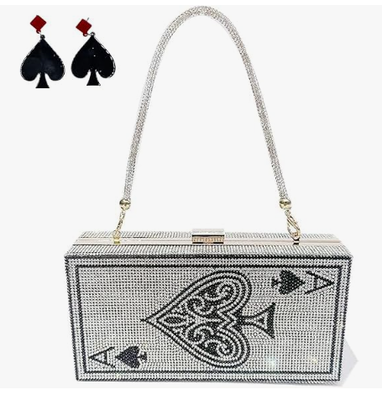Pearl & she Diamond Women Evening Handbags Purse Minaudiere Clutch Bag, Stack of Cash Dollars Crystal Clutch Purse (Bài túi xách)