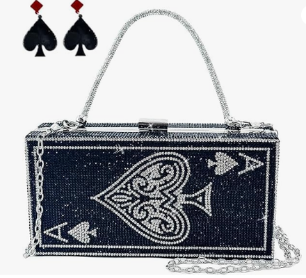 Pearl & she Diamond Women Evening Handbags Purse Minaudiere Clutch Bag, Stack of Cash Dollars Crystal Clutch Purse (Bài túi xách)