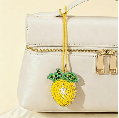 5PCS Charm Túi Hạt Dưa Trang Trí Túi Xách Hình Trái Cây Mùa Hè Móc Khóa | Charm Túi Nhỏ, Charm Túi Thanh Long Lựu Dưa Hấu Cam Chanh, Hạt Và Đá Rhinestones, Khâu Tay