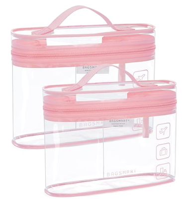 Túi đựng đồ vệ sinh cá nhân, Bộ 2 túi đựng mỹ phẩm trang điểm trong suốt, Túi du lịch kích thước Quart cho đồ vệ sinh cá nhân, Phụ kiện du lịch thiết yếu mang theo người