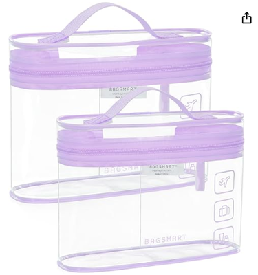 Túi đựng đồ vệ sinh cá nhân, Bộ 2 túi đựng mỹ phẩm trang điểm trong suốt, Túi du lịch kích thước Quart cho đồ vệ sinh cá nhân, Phụ kiện du lịch thiết yếu mang theo người
