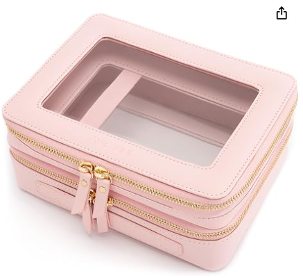 Túi đựng mỹ phẩm trong suốt cỡ lớn, túi đựng mỹ phẩm hai lớp có ngăn đựng cọ riêng biệt, túi đựng đồ vệ sinh cá nhân du lịch, hộp đựng đồ trang điểm, phụ kiện du lịch cho phụ nữ, 2 lớp