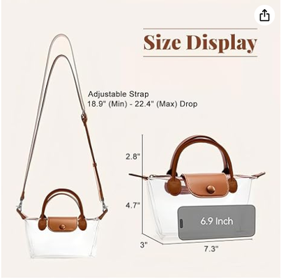 Túi trong suốt cho nữ, Túi đeo chéo đạt chuẩn sân vận động, Túi xách sân vận động cho các buổi hòa nhạc & sự kiện thể thao