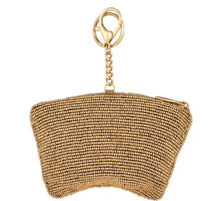 Hãy chơi Coin Purse túi tiền màu hồng mềm có hạt vàng tráng vương miện zipper đóng cửa dễ dàng mở khóa khóa móc và thẻ tín dụng phù hợp thiết kế nhỏ gọn