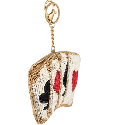 Hãy chơi Coin Purse túi tiền màu hồng mềm có hạt vàng tráng vương miện zipper đóng cửa dễ dàng mở khóa khóa móc và thẻ tín dụng phù hợp thiết kế nhỏ gọn