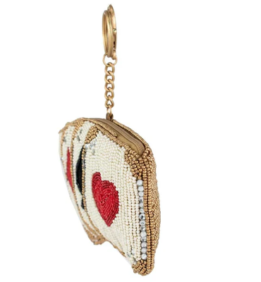 Hãy chơi Coin Purse túi tiền màu hồng mềm có hạt vàng tráng vương miện zipper đóng cửa dễ dàng mở khóa khóa móc và thẻ tín dụng phù hợp thiết kế nhỏ gọn