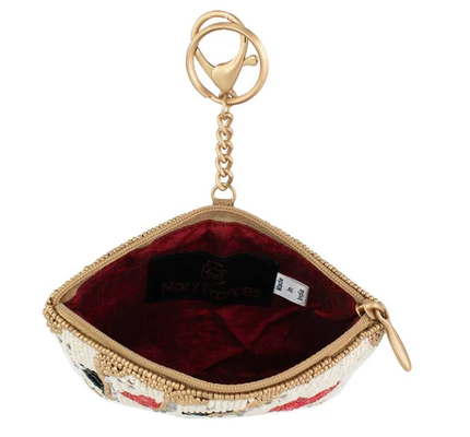 Hãy chơi Coin Purse túi tiền màu hồng mềm có hạt vàng tráng vương miện zipper đóng cửa dễ dàng mở khóa khóa móc và thẻ tín dụng phù hợp thiết kế nhỏ gọn