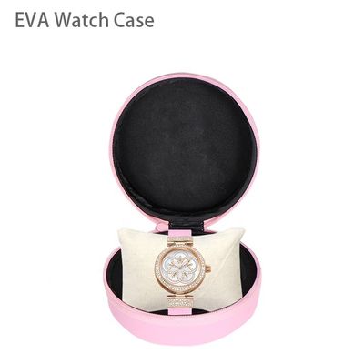 Pink Spandex PU Hard EVA Luxury Watch Travel Case For Men Women