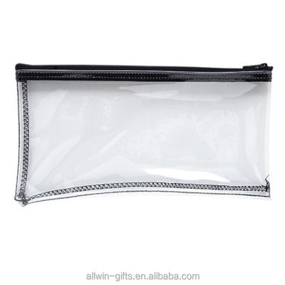 Trong suốt PVC không thấm nước Dây kéo Túi tiền gửi ngân hàng Túi bút chì 10,5 X 5,5 inch