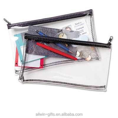 Trong suốt PVC không thấm nước Dây kéo Túi tiền gửi ngân hàng Túi bút chì 10,5 X 5,5 inch