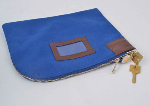 ODM OEM Canvas 11X6inch Zippered túi ngân hàng với 2 chìa khóa Canvas khóa Zipper túi ngân hàng với túi PVC với 2 chìa khóa Zipper túi ngân hàng