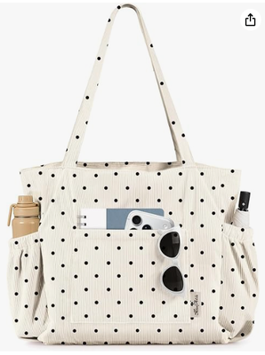 Miss Adola Cute Corduroy Tote Bag cho phụ nữ Multi-Pocket với Zipper Chiếc túi vai có dung lượng lớn cho công việc, đi du lịch và mua sắm