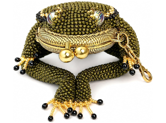 Xách tay ếch đồng xu, túi tiền ếch cổ điển dễ thương, túi khóa khóa Kiss Beaded Keychain với thiết kế ếch may mắn cho đồng xu tai nghe nhẫn, ví ếch vui nhộn cho chìa khóa, trình điều khiển USB, son môi, quà sinh nhật